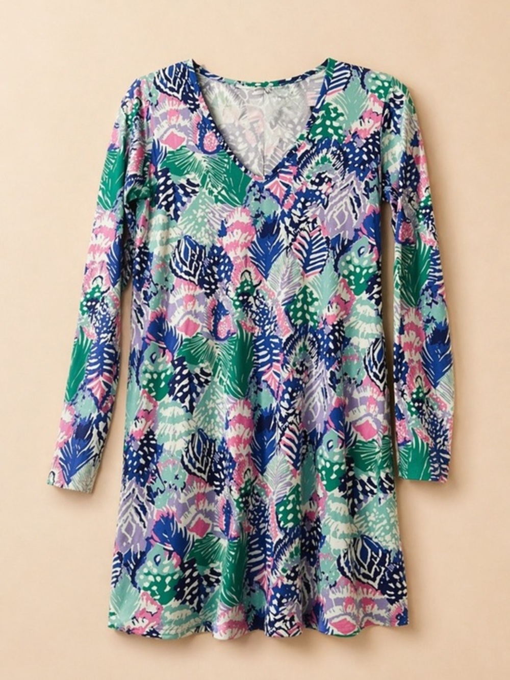 Lilly Pulitzer Floral V-Neck Long Sleeve Dress